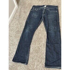True Religion Brand Jeans Size 33 Straight Fit Made In USA Dark Wash Denim